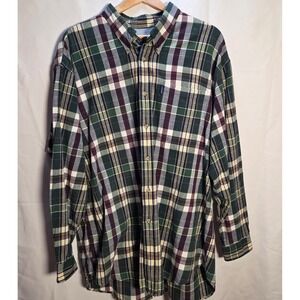 Retro IZOD Green Plaid Shirt Men's XL Long Sleeve Button Down 90s
